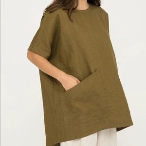 Elizabeth Suzann Long Sleeve Harper Tunic  - Olive - OS - Midweight Linen